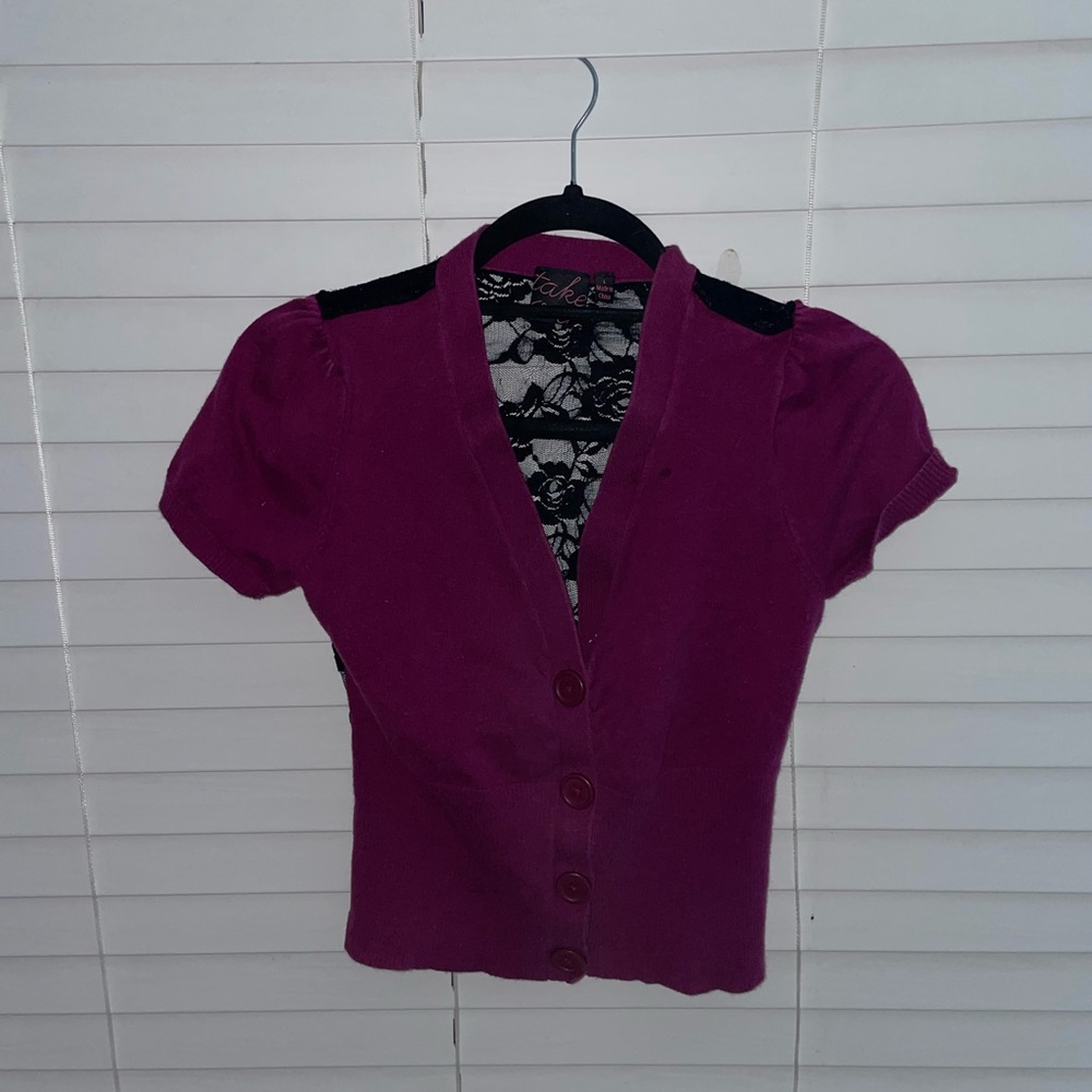 Purple And Black Lace Top from TakeOut